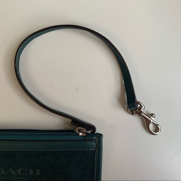 BOGO‼️ Auth Coach pouch wristlet forest green suede - Picture 4 of 16